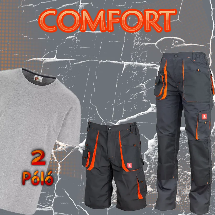 COMFORT Munkaruha szett - Derekas nadrág + Munkavédelmi rövidnadrág + 2 Póló