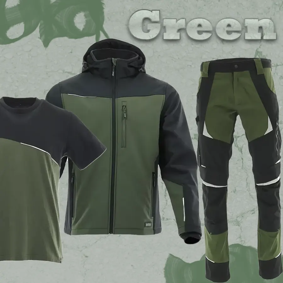 Green Munkaruha Szett - Softshell kabát + derekas munkásnadrág + póló 