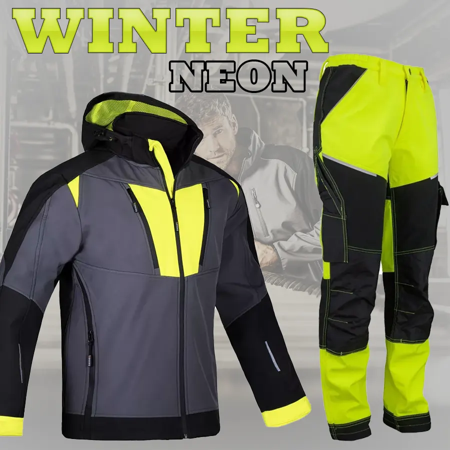 Winter Neon Téli Munkaruha szett - Bélelt kabát + Téli softshell munkásnadrág