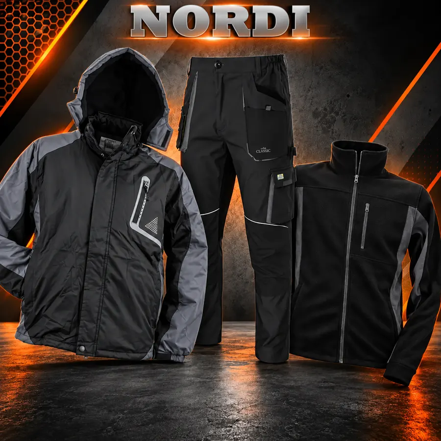 NORDI Munkaruha szett - Téli munkáskabát + polár pulóver + derekas nadrág