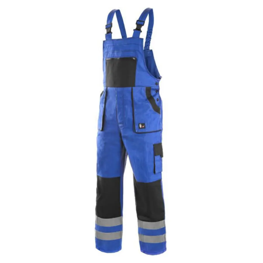 CXS Luxy Bright - Kantáros munkásnadrág, kék/fekete, 100% pamut OUTLET
