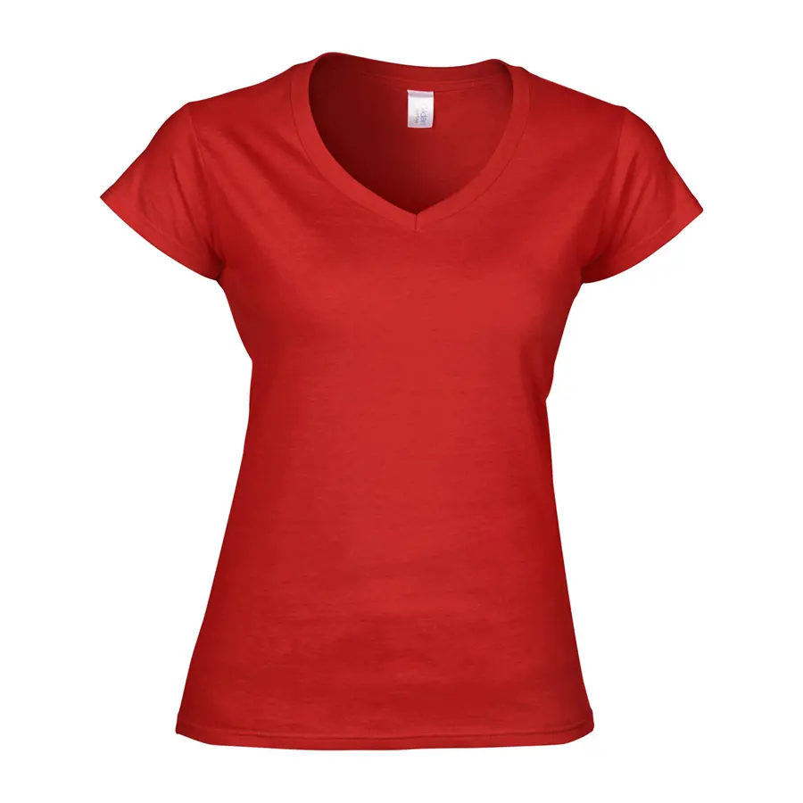 Női V-nyakú póló - Red, 100% pamut