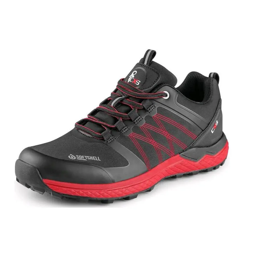 CXS Sport Softshell Szabadidőcipő, fekete/piros