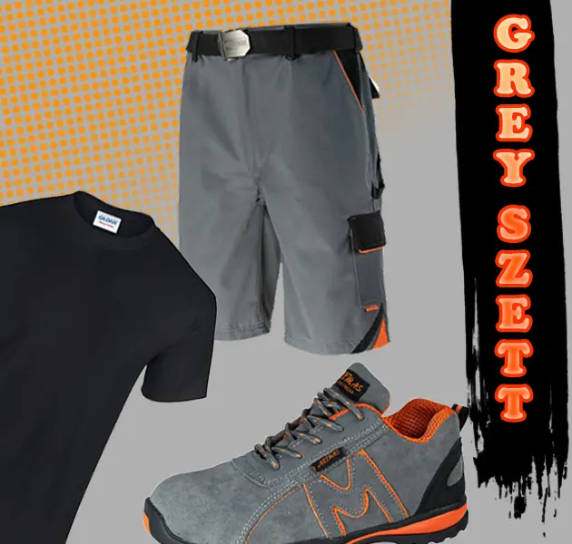 GREY SZETT - Munkavédelmi cipő (S1) + Rövidnadrág + Póló