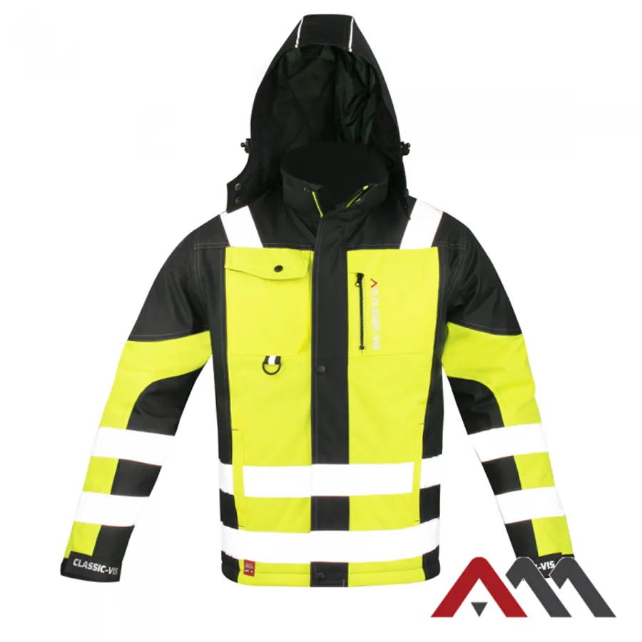 VIS Oxford Jól láthatósági TÉLI munkavédelmi kabát, vízlepergető, sárga/fekete