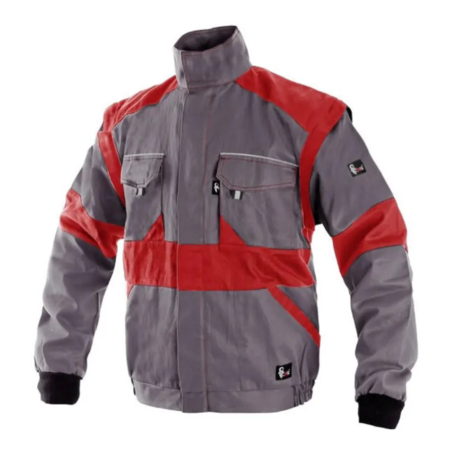 CXS Luxy Eda - Munkavédelmi Kabát, szürke/piros, 100% pamut