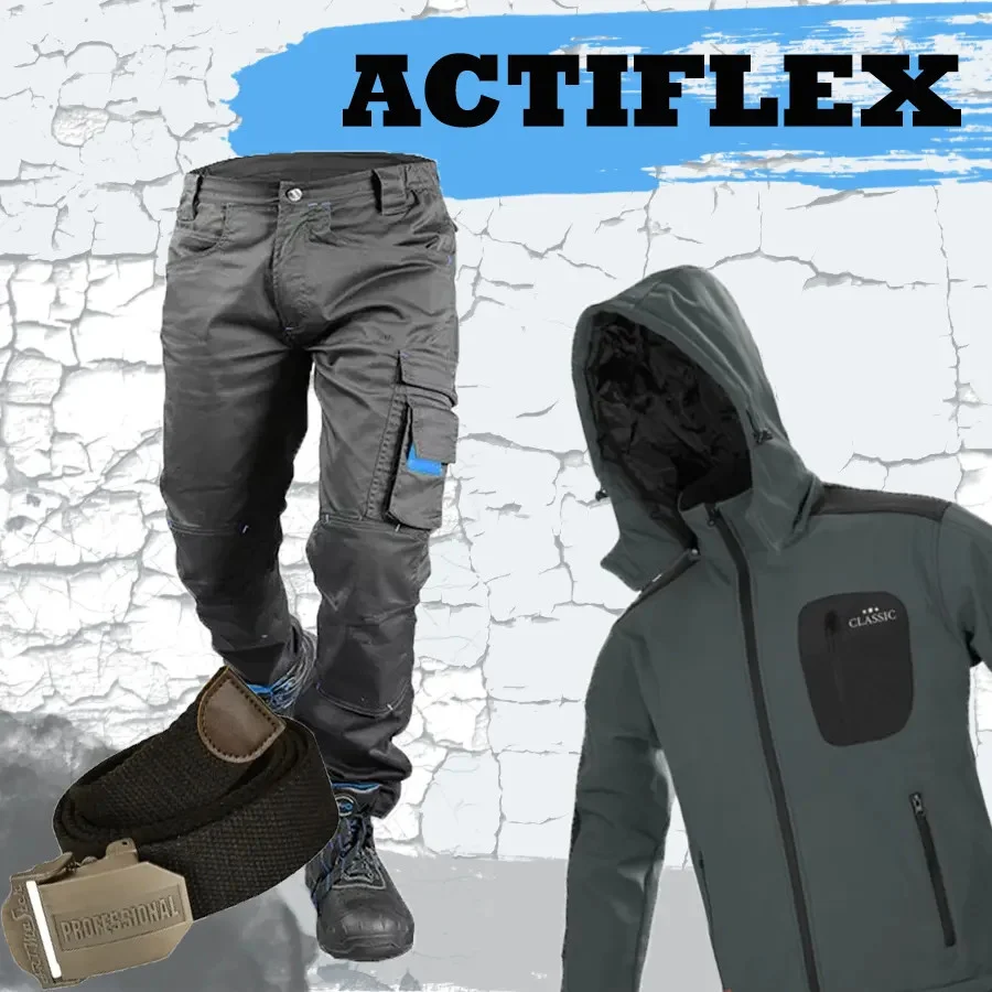Actiflex Munkaruha szett - Derekas munkásnadrág + softshell kabát + deréköv