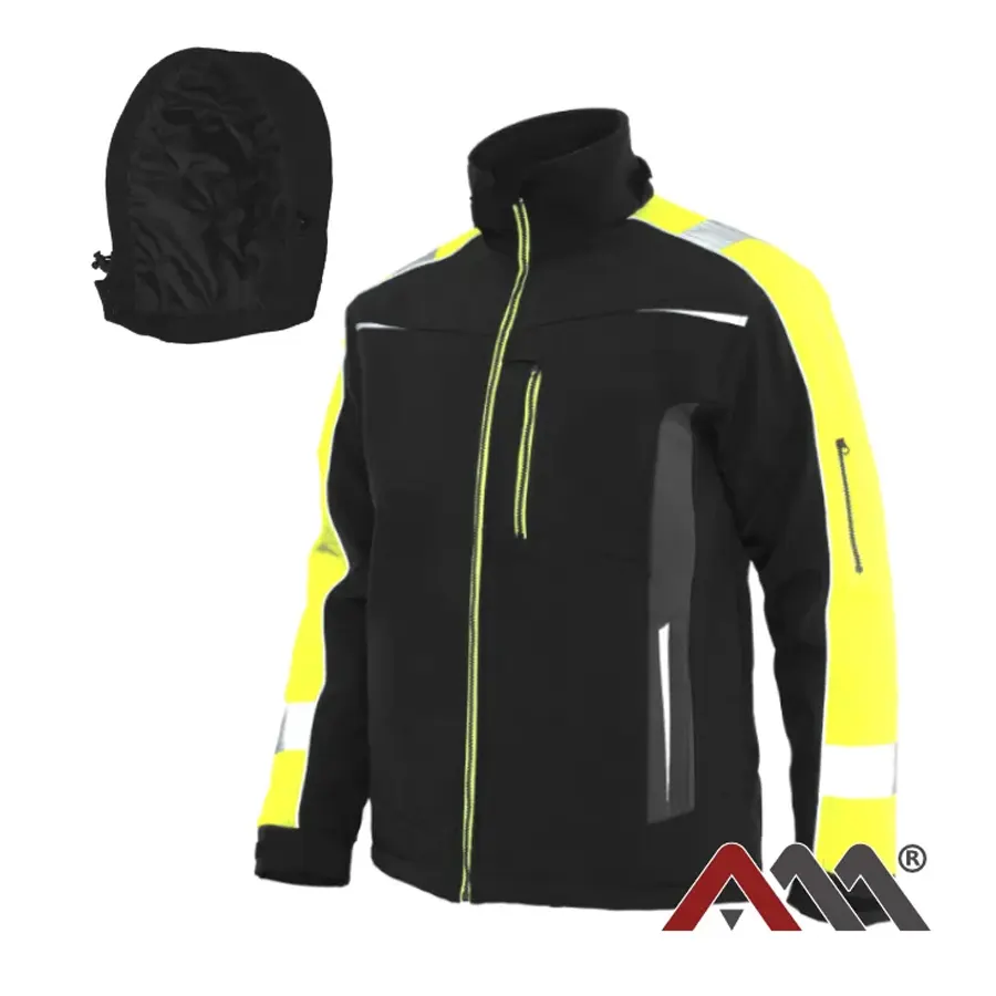 Work WIN - Softshell téli munkáskabát, fekete/sárga