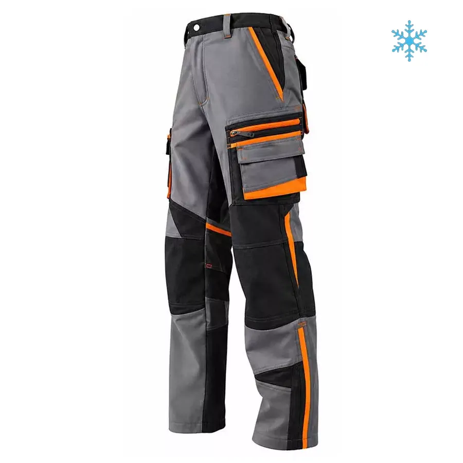Softshell bélelt téli munkásnadrág, elasztikus, szürke