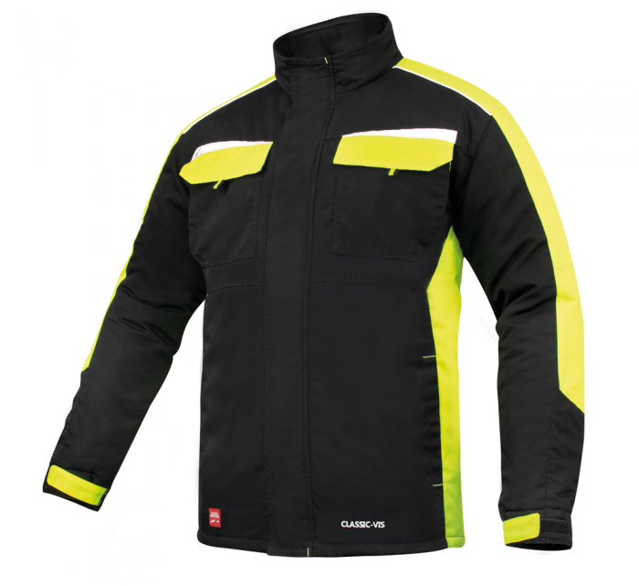 VIS Munkaruha - Téli Munkavédelmi Kabát, fekete/ NEON sárga 