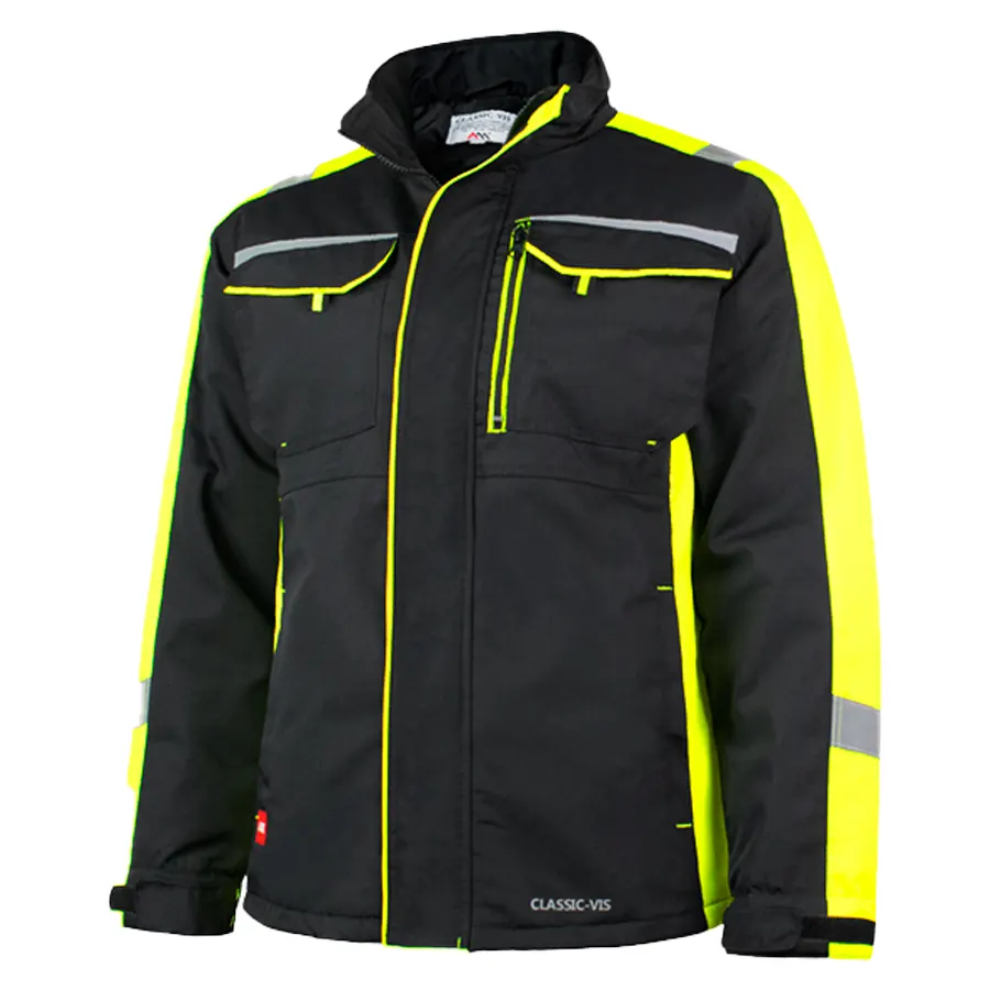 CLASSIC NEON - Téli Munkavédelmi Kabát, fekete/ NEON sárga 