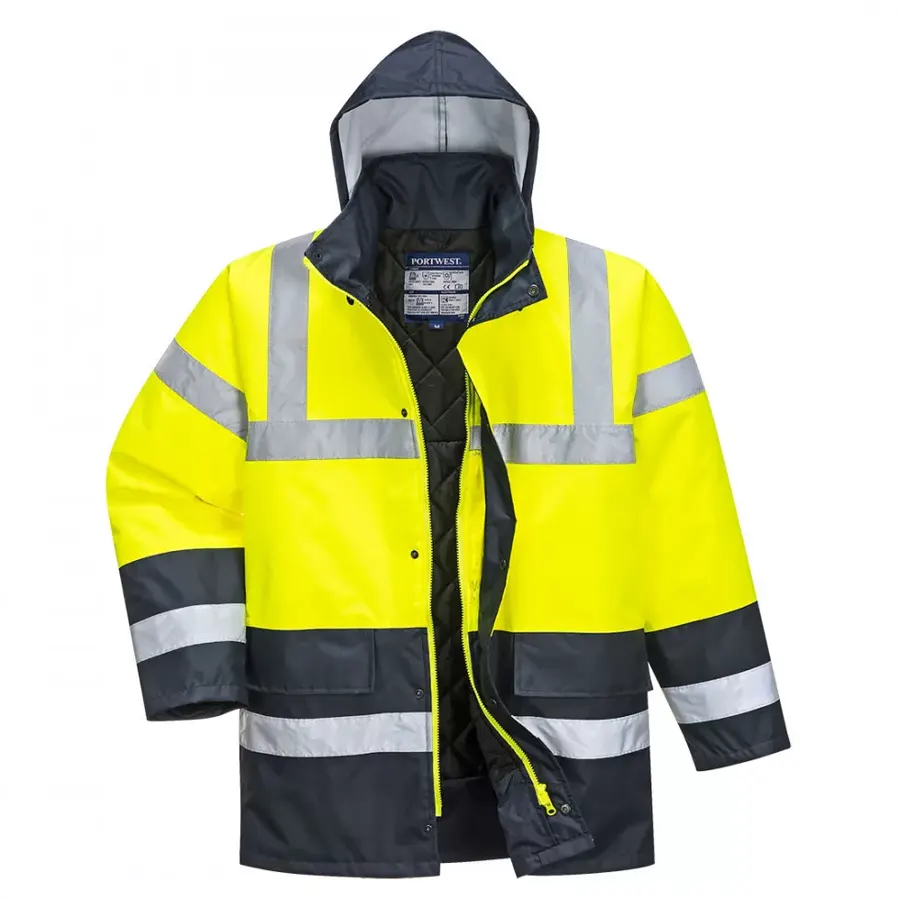 Portwest S466 Kontraszt Traffic Munkavédelmi kabát, sárga/tengerészkék