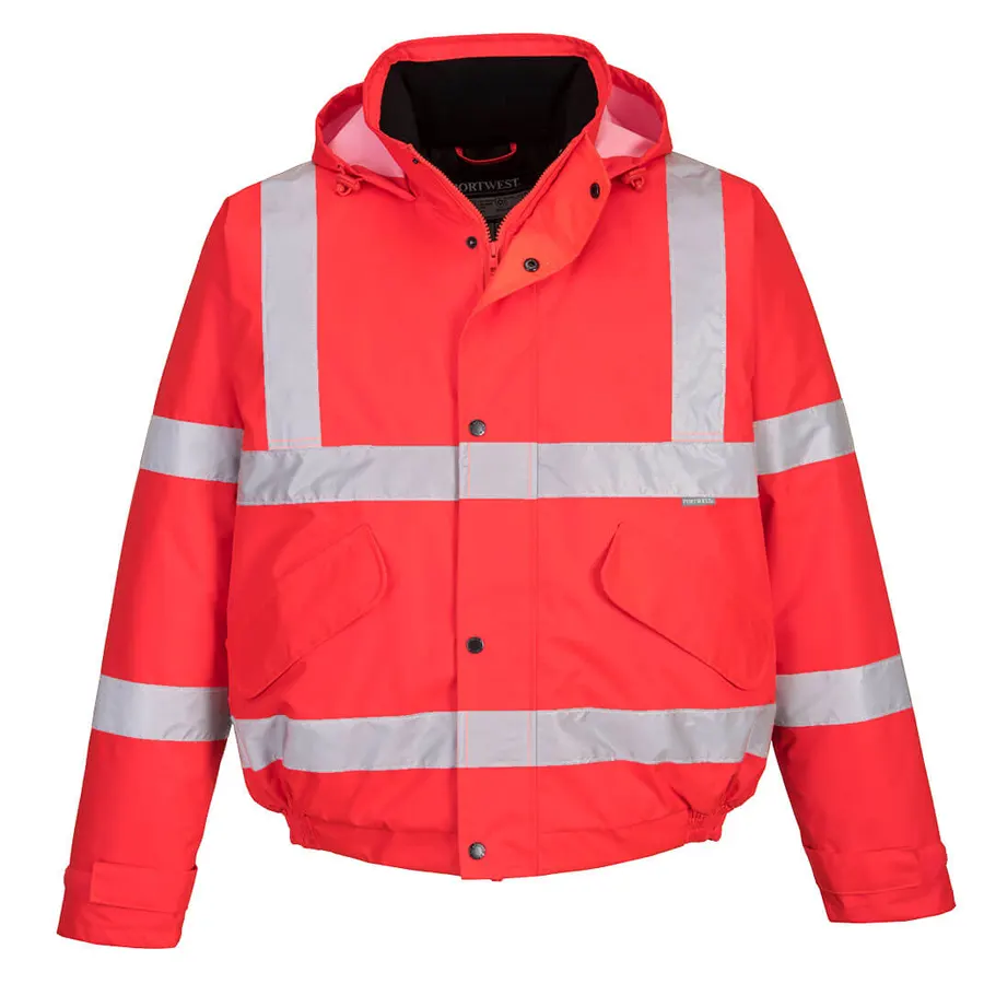 Portwest S463 Láthatósági Munkavédelmi kabát, piros, kapucnis
