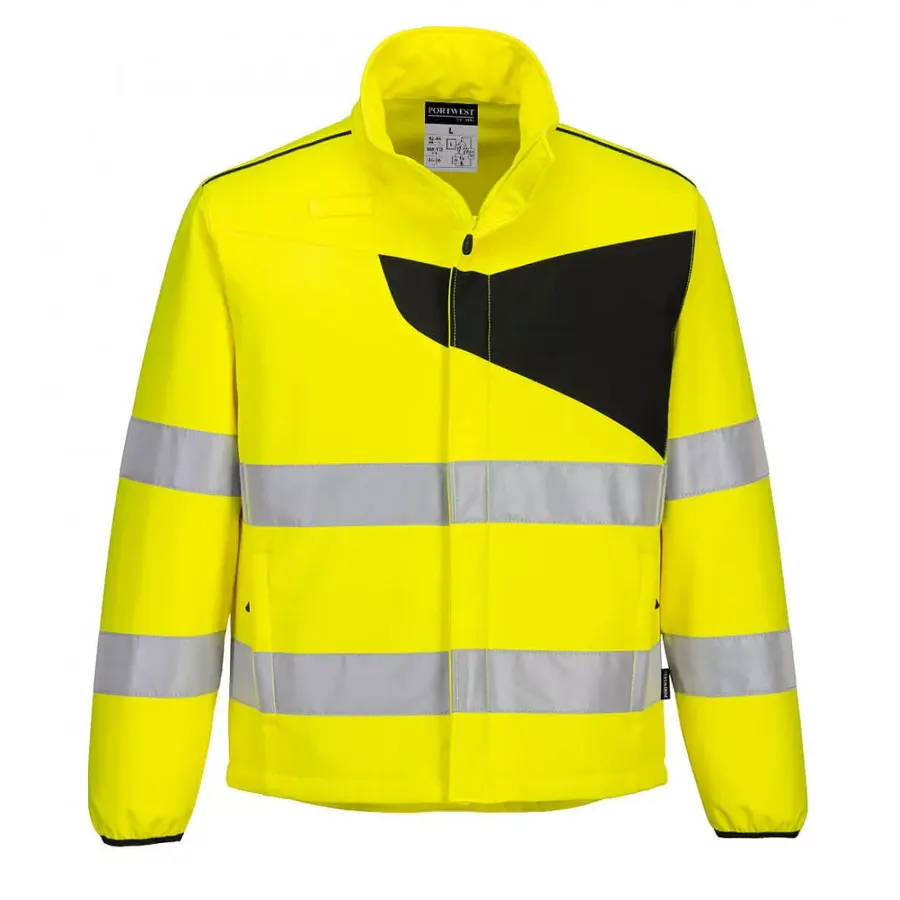PW275 Softshell Kabát szélálló-vízálló, sárga/fekete