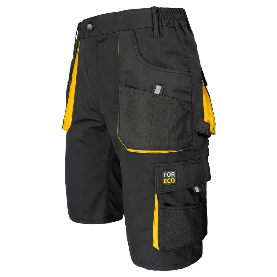 FOR MAN BLACK - Munkavédelmi rövidnadrág, fekete/sárga
