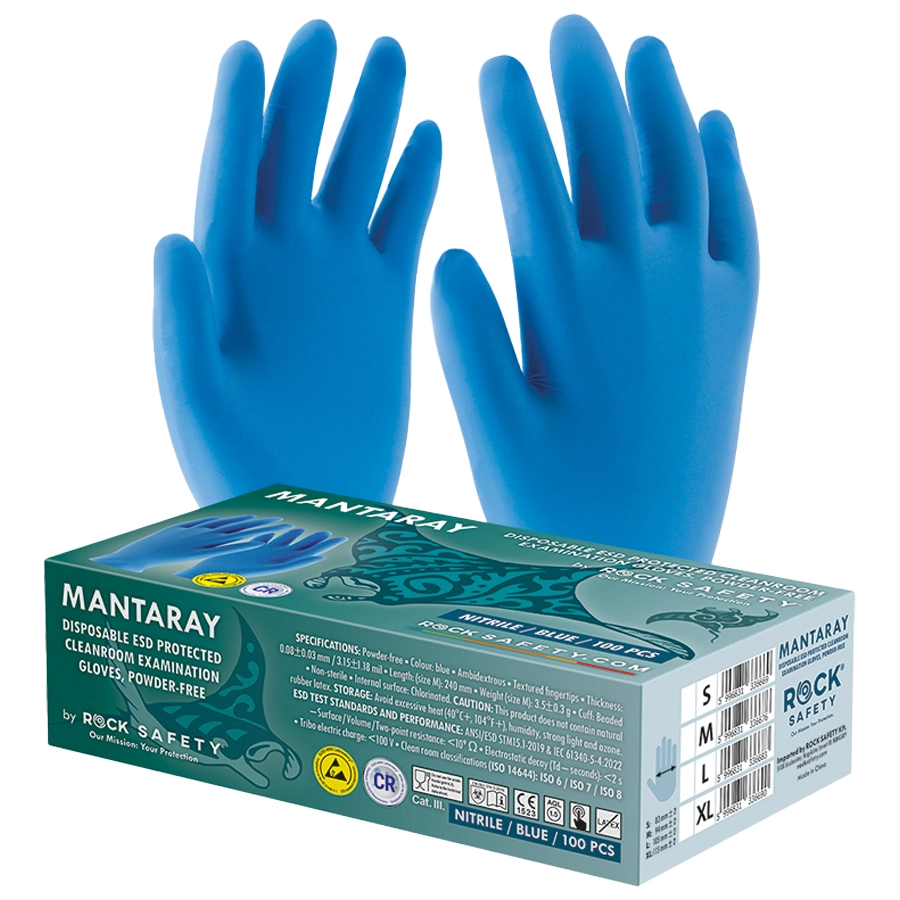 MANTARAY Egyszer használatos tisztatéri vizsgálókesztyű 100 db / 1 Doboz