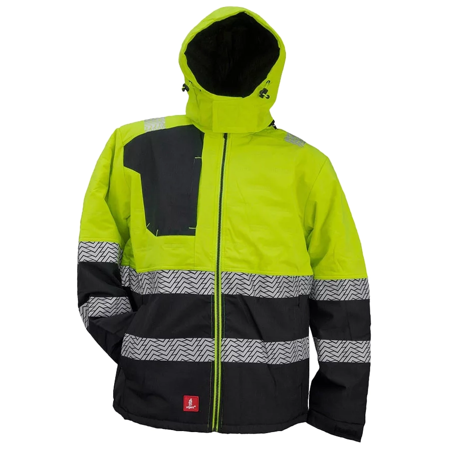 Urgent 978 Bélelt Rövid Munkáskabát, fekete/neon sárga