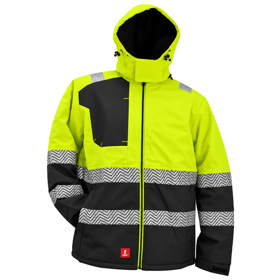 Urgent 978 Bélelt Rövid Munkáskabát, fekete/neon sárga