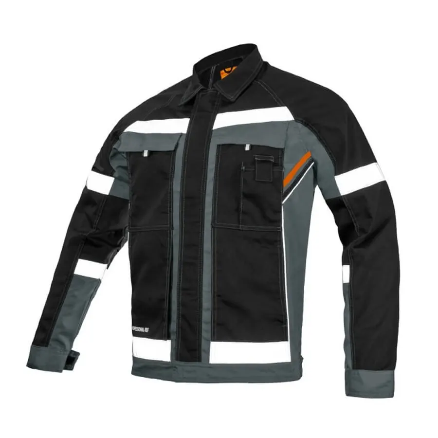 PROFESSIONAL Reflex Grey Munkavédelmi Kabát, fényvisszaverő csíkokkal