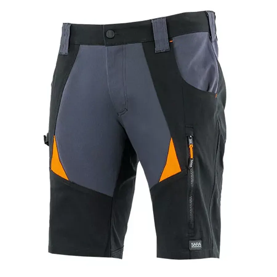 Sara Cottonflex Munkás rövidnadrág szürke/narancs