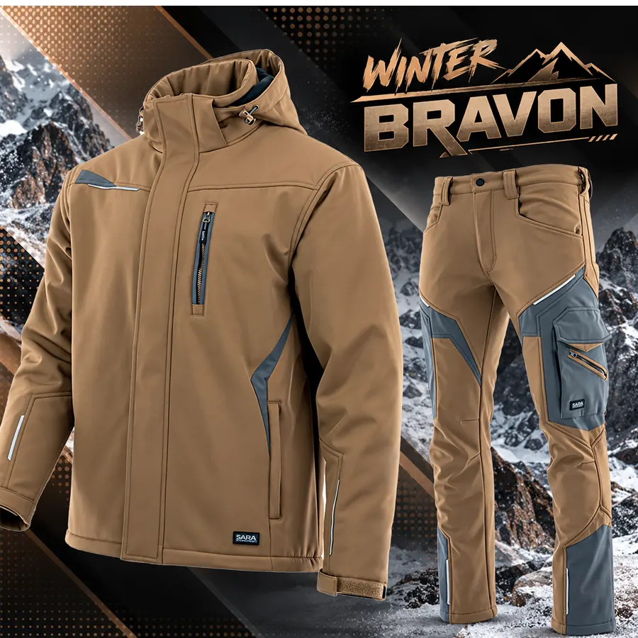 Winter Bravon Téli Munkaruha Szett - Bélelt kantáros munkásnadrág + Bélelt munkáskabát