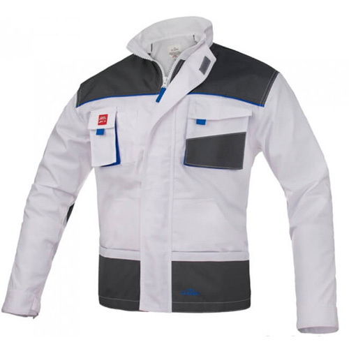 CLASSIC Fehér Munkavédelmi Kabát, fehér/szürke